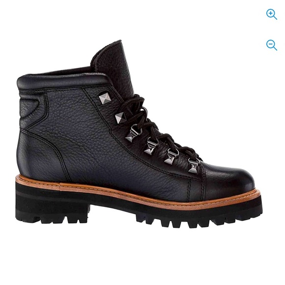 Marc Fisher LTD Issy Black Leather  Hiker Ankle Boot Women Size 10 US - Picture 1 of 11